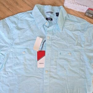 Izod Men's Aqua Button Down Shirt